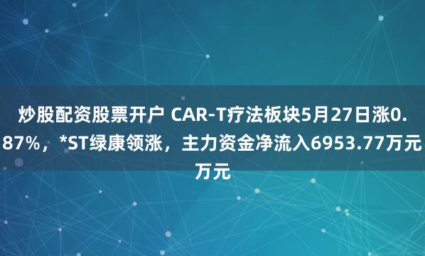 炒股配资股票开户 CAR-T疗法板块5月27日涨0.87%，*ST绿康领涨，主力资金净流入6953.77万元