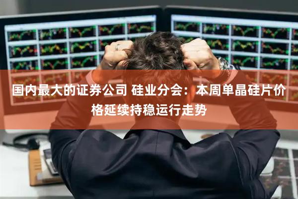 国内最大的证券公司 硅业分会：本周单晶硅片价格延续持稳运行走势